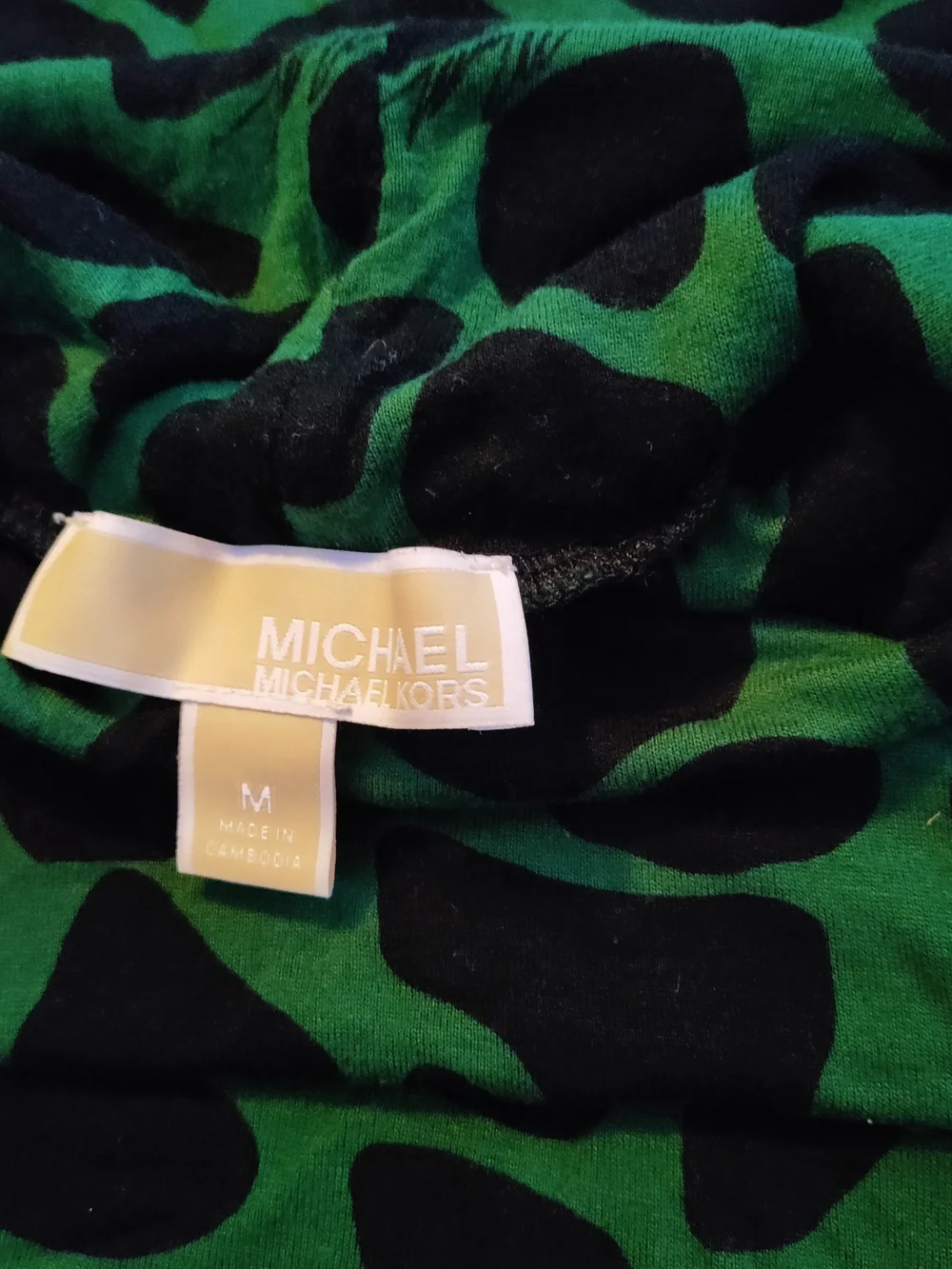 Michael Kors Green and Black Patterned Short Sleeve Tee